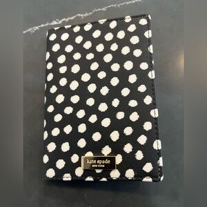 Kate Spade Black & White Polka Dot Leather Passport Wallet